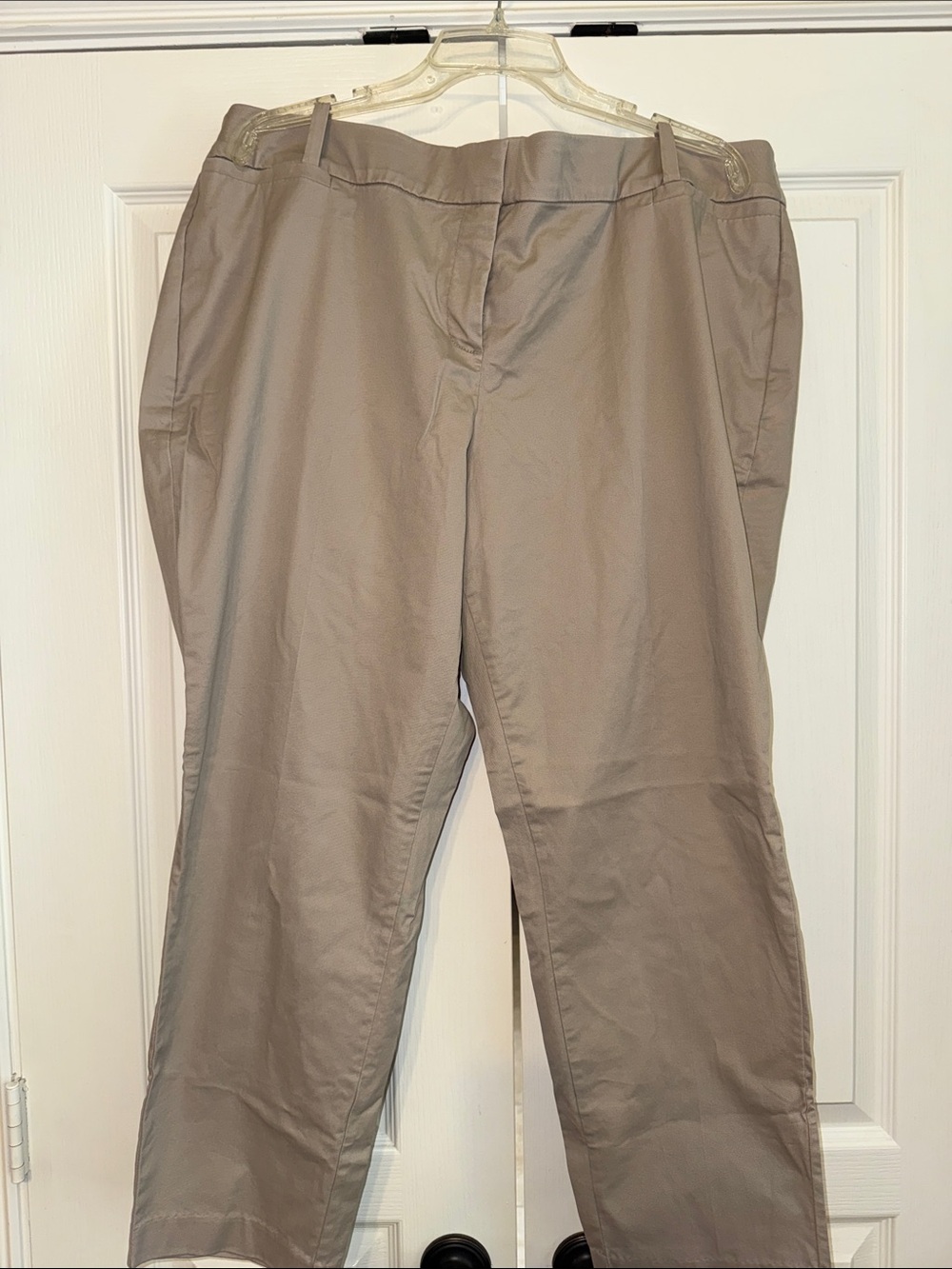 Ladies Casual Chino Ankle Pants - Taupe